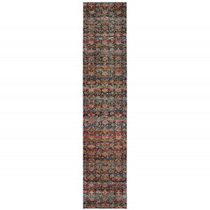 HomeRoots 10' Blue and Ivory Abstract Power Loom Area Rug - Modern Design for Stylish, Durable Living Spaces 2'6" x 12' 509952