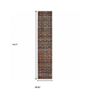 HomeRoots 10' Blue and Ivory Abstract Power Loom Area Rug - Modern Design for Stylish, Durable Living Spaces 2'6" x 12' 509952