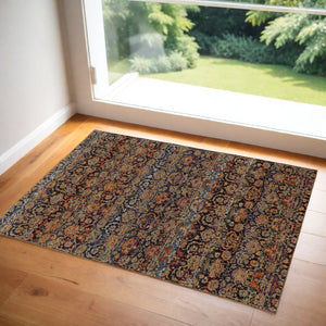HomeRoots 10' Blue and Ivory Abstract Power Loom Area Rug - Modern Design for Stylish, Durable Living Spaces 3' x 5' Rectangle 509953