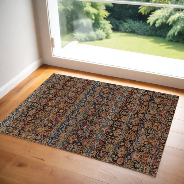 HomeRoots 10' Blue and Ivory Abstract Power Loom Area Rug - Modern Design for Stylish, Durable Living Spaces 3' x 5' Rectangle 509953