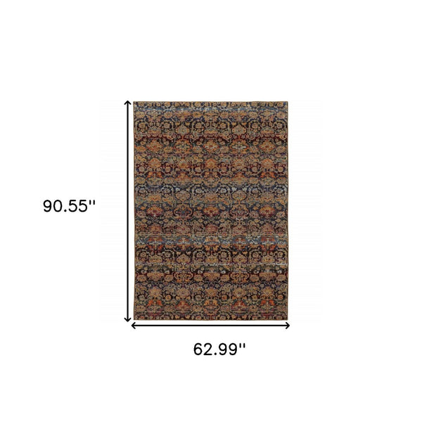 HomeRoots 10' Blue and Ivory Abstract Power Loom Area Rug - Modern Design for Stylish, Durable Living Spaces 5' X 7' Rectangle 509954
