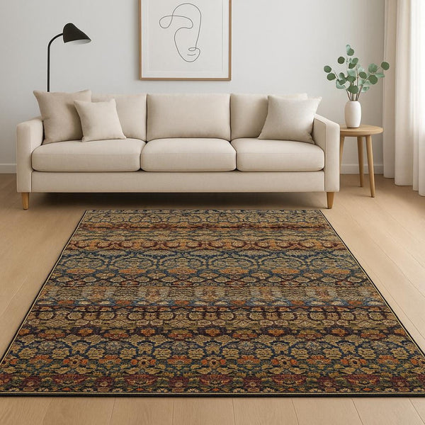HomeRoots 10' Blue and Ivory Abstract Power Loom Area Rug - Modern Design for Stylish, Durable Living Spaces 7' X 10' Rectangle 509955