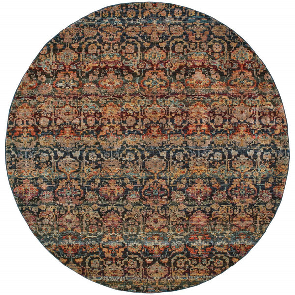 HomeRoots 10' Blue and Ivory Abstract Power Loom Area Rug - Modern Design for Stylish, Durable Living Spaces 8' Round Round 509956