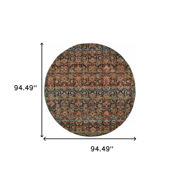 HomeRoots 10' Blue and Ivory Abstract Power Loom Area Rug - Modern Design for Stylish, Durable Living Spaces 8' Round Round 509956