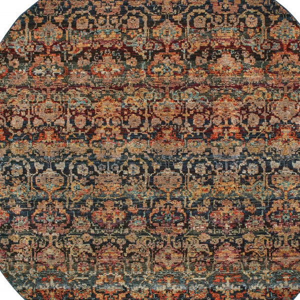 HomeRoots 10' Blue and Ivory Abstract Power Loom Area Rug - Modern Design for Stylish, Durable Living Spaces 8' Round Round 509956
