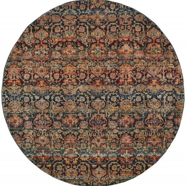 HomeRoots 10' Blue and Ivory Abstract Power Loom Area Rug - Modern Design for Stylish, Durable Living Spaces 8' Round Round 509956