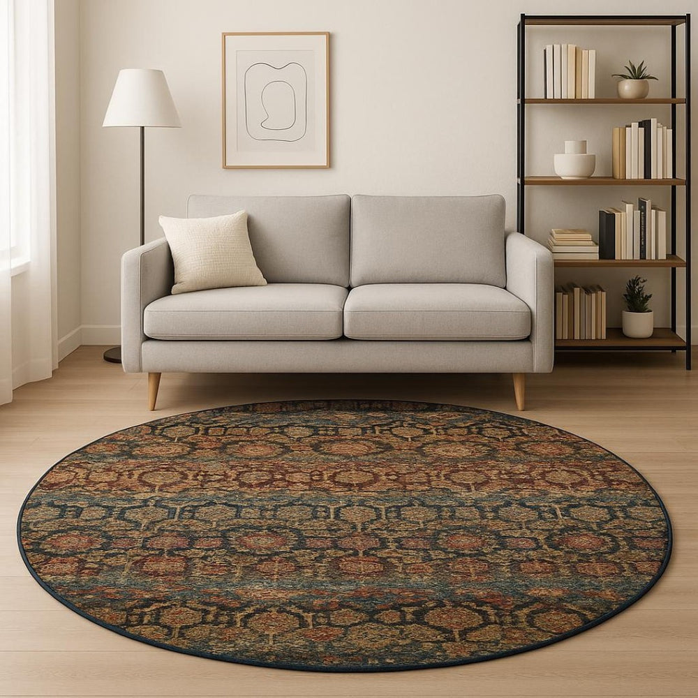 HomeRoots 10' Blue and Ivory Abstract Power Loom Area Rug - Modern Design for Stylish, Durable Living Spaces 8' Round Round 509956
