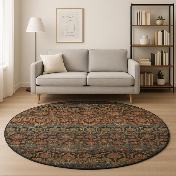 HomeRoots 10' Blue and Ivory Abstract Power Loom Area Rug - Modern Design for Stylish, Durable Living Spaces 8' Round Round 509956