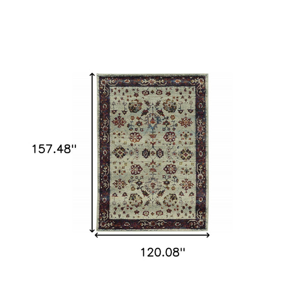 Homeroots 10' X 13' Red And Ivory Oriental Power Loom Area Rug  Other Material 509959