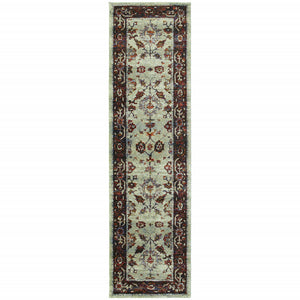 Homeroots 8' Runner Red And Ivory Oriental Power Loom Runner Rug  Other Material 509961