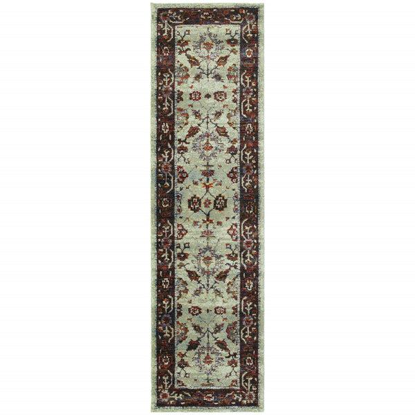 Homeroots 8' Runner Red And Ivory Oriental Power Loom Runner Rug  Other Material 509961