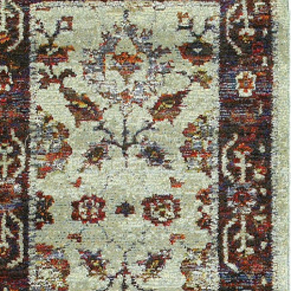 Homeroots 8' Runner Red And Ivory Oriental Power Loom Runner Rug  Other Material 509961