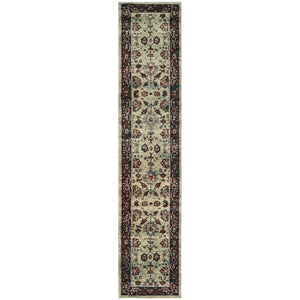 Homeroots 12' Runner Stone And Red Oriental Power Loom Runner Rug  Other Material 509962