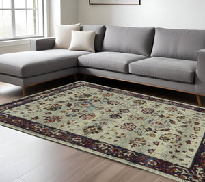 HomeRoots 10' Timeless Red and Ivory Oriental Power Loom Area Rug for Elegant Living Spaces and Durability 5' X 7' 509964