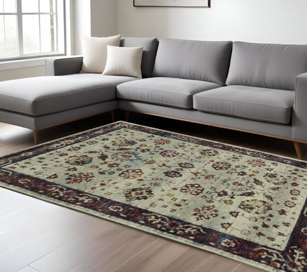 HomeRoots 10' Timeless Red and Ivory Oriental Power Loom Area Rug for Elegant Living Spaces and Durability 5' X 7' 509964