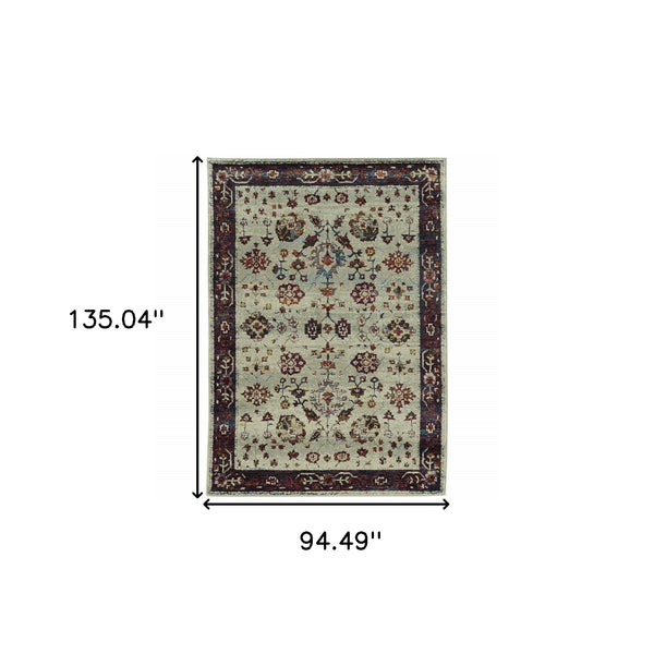 Homeroots 8' X 11' Red And Ivory Oriental Power Loom Area Rug  Other Material 509966