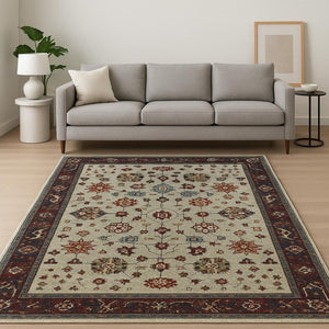 HomeRoots 10' Timeless Red and Ivory Oriental Power Loom Area Rug for Elegant Living Spaces and Durability 8' X 11' 509966