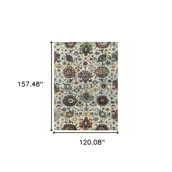 HomeRoots 10' Elegant Purple and Gray Oriental Power Loom Area Rug - Durable, Easy Care, Timeless Design 10' x 13'2" 509968