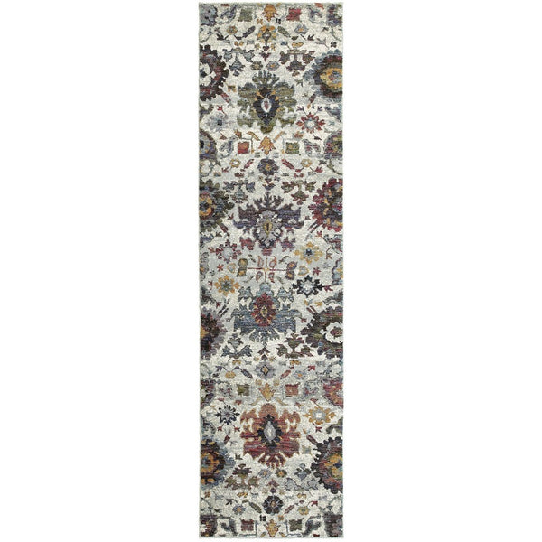 HomeRoots 10' Elegant Purple and Gray Oriental Power Loom Area Rug - Durable, Easy Care, Timeless Design 2'3" x 8' 509970