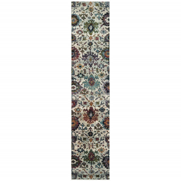 HomeRoots 10' Elegant Purple and Gray Oriental Power Loom Area Rug - Durable, Easy Care, Timeless Design 2'6" x 12' 509971