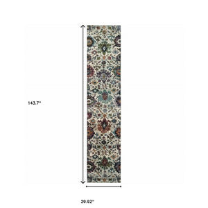 HomeRoots 10' Elegant Purple and Gray Oriental Power Loom Area Rug - Durable, Easy Care, Timeless Design 2'6" x 12' 509971