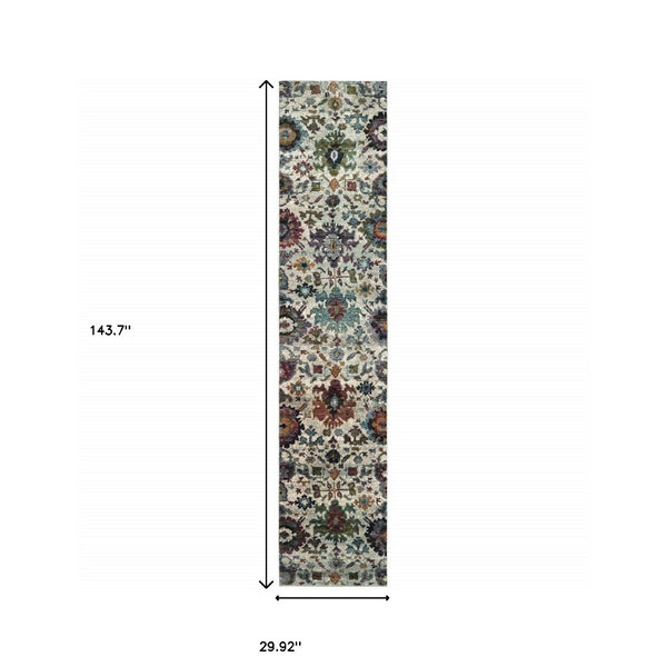 HomeRoots 10' Elegant Purple and Gray Oriental Power Loom Area Rug - Durable, Easy Care, Timeless Design 2'6" x 12' 509971