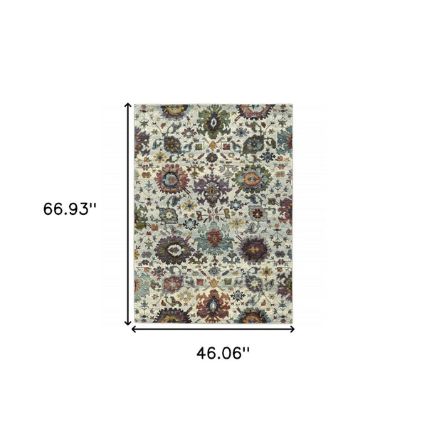 HomeRoots 10' Elegant Purple and Gray Oriental Power Loom Area Rug - Durable, Easy Care, Timeless Design 3' x 5' Rectangle 509972