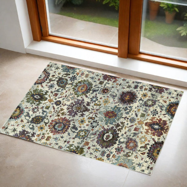 HomeRoots 10' Elegant Purple and Gray Oriental Power Loom Area Rug - Durable, Easy Care, Timeless Design 3' x 5' Rectangle 509972