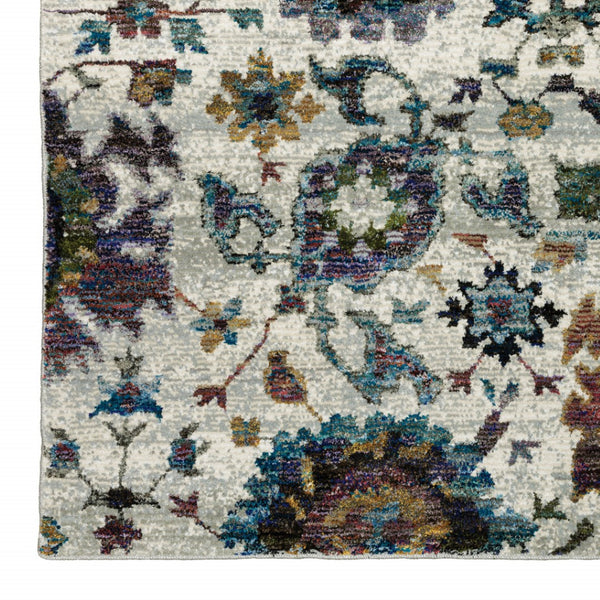 HomeRoots 10' Elegant Purple and Gray Oriental Power Loom Area Rug - Durable, Easy Care, Timeless Design 5' X 7' Rectangle 509973
