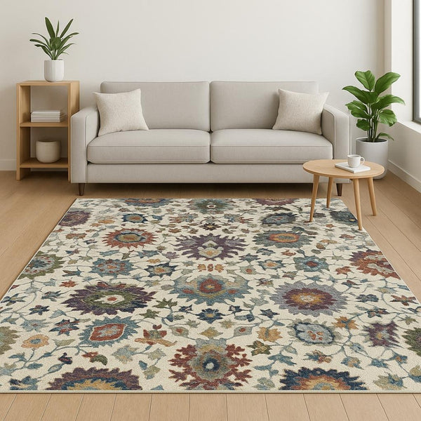 HomeRoots 10' Elegant Purple and Gray Oriental Power Loom Area Rug - Durable, Easy Care, Timeless Design 7' X 10' Rectangle 509974