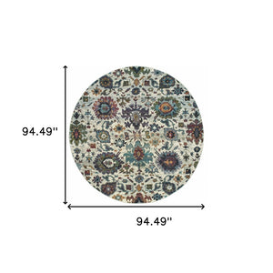 HomeRoots 10' Elegant Purple and Gray Oriental Power Loom Area Rug - Durable, Easy Care, Timeless Design 8' Round Round 509975