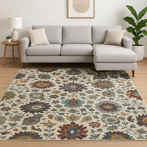 HomeRoots 10' Elegant Purple and Gray Oriental Power Loom Area Rug - Durable, Easy Care, Timeless Design 8' X 11' Rectangle 509976