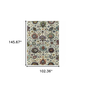 HomeRoots 10' Elegant Purple and Gray Oriental Power Loom Area Rug - Durable, Easy Care, Timeless Design 9' X 12' Rectangle 509977