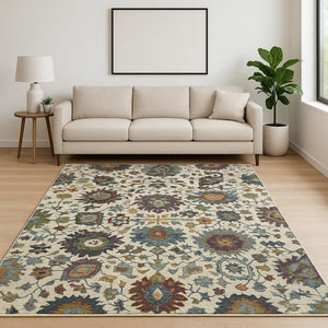 HomeRoots 10' Elegant Purple and Gray Oriental Power Loom Area Rug - Durable, Easy Care, Timeless Design 9' X 12' Rectangle 509977