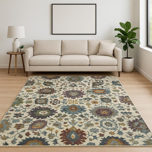 HomeRoots 10' Elegant Purple and Gray Oriental Power Loom Area Rug - Durable, Easy Care, Timeless Design 9' X 12' Rectangle 509977