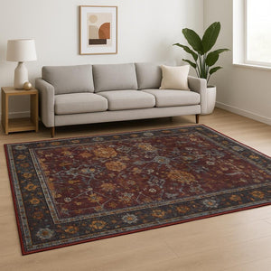 HomeRoots 10' Bold Red and Purple Oriental Power Loom Area Rug - Timeless Style for Everyday Functionality 10' X 13' 509978