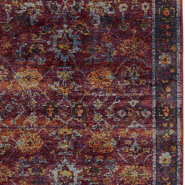 Homeroots 2' X 3' Red Purple Oriental Power Loom Area Rug  Polypropylene 509979