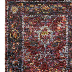 Homeroots 8' Runner Red Purple Oriental Power Loom Runner Rug  Other Material 509980
