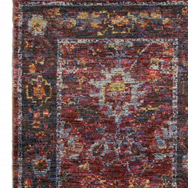 Homeroots 8' Runner Red Purple Oriental Power Loom Runner Rug  Other Material 509980