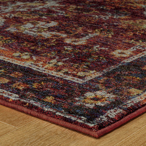 Homeroots 12' Runner Red Purple Gold And Grey Oriental Power Loom Runner Rug  Other Material 509981
