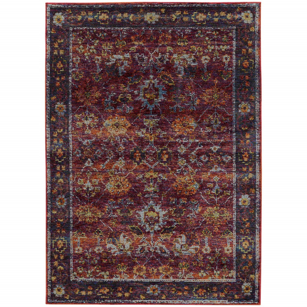 HomeRoots 10' Bold Red and Purple Oriental Power Loom Area Rug - Timeless Style for Everyday Functionality 3' x 5' 509982