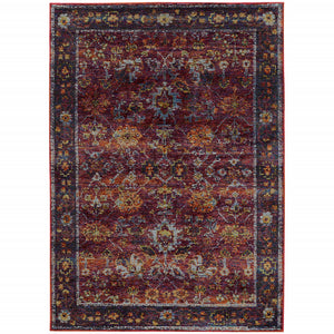 Homeroots 5' X 7' Red Purple Oriental Power Loom Area Rug  Other Material 509983