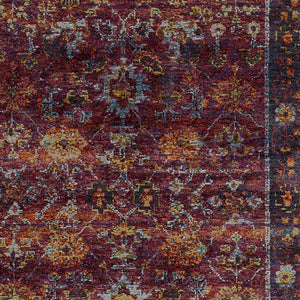 Homeroots 5' X 7' Red Purple Oriental Power Loom Area Rug  Other Material 509983