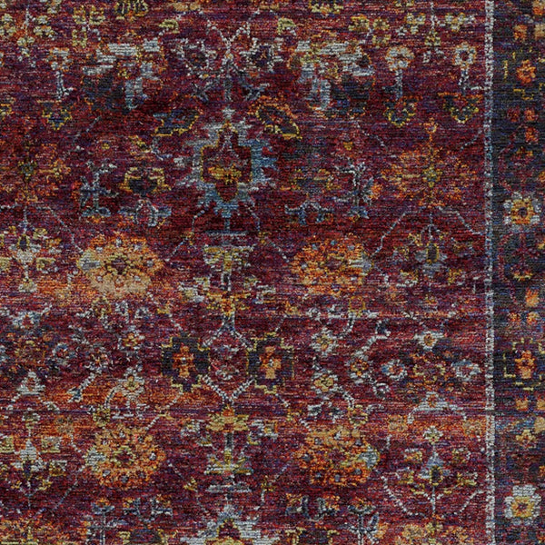 Homeroots 7' X 10' Red Purple Oriental Power Loom Area Rug  Other Material 509984