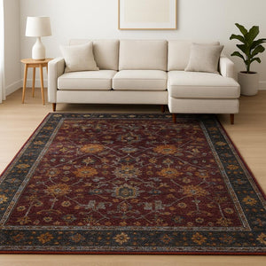 HomeRoots 10' Bold Red and Purple Oriental Power Loom Area Rug - Timeless Style for Everyday Functionality 7' X 10' 509984
