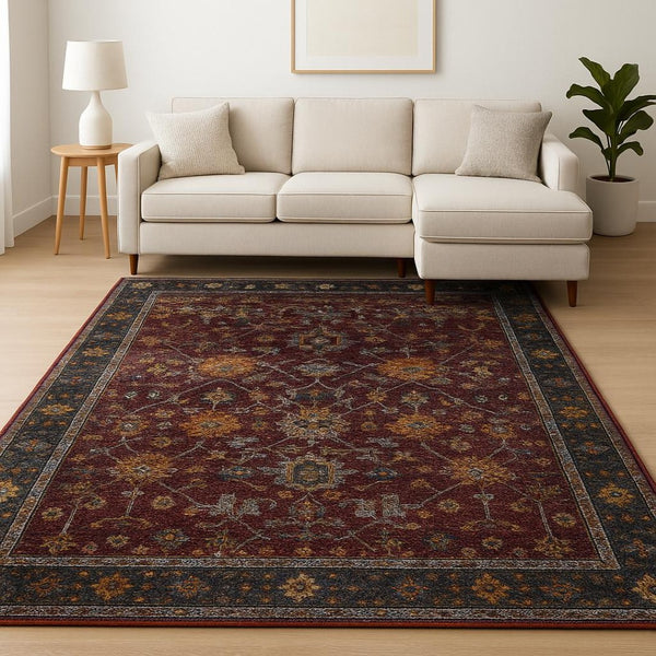 HomeRoots 10' Bold Red and Purple Oriental Power Loom Area Rug - Timeless Style for Everyday Functionality 7' X 10' 509984