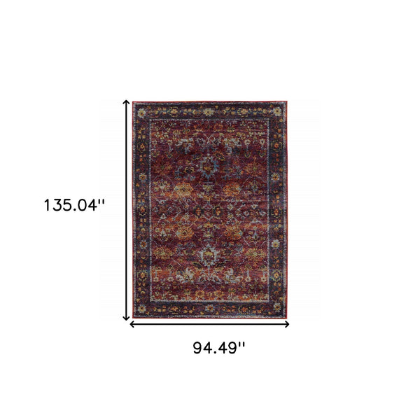 Homeroots 8' X 11' Red Purple Oriental Power Loom Area Rug  Other Material 509985