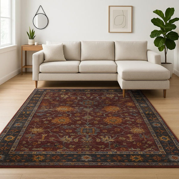 HomeRoots 10' Bold Red and Purple Oriental Power Loom Area Rug - Timeless Style for Everyday Functionality 8' X 11' 509985