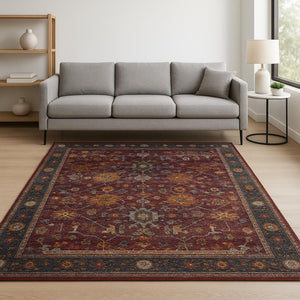 HomeRoots 10' Bold Red and Purple Oriental Power Loom Area Rug - Timeless Style for Everyday Functionality 9' X 12' 509986