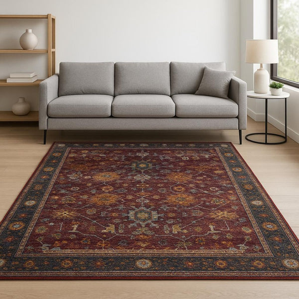 HomeRoots 10' Bold Red and Purple Oriental Power Loom Area Rug - Timeless Style for Everyday Functionality 9' X 12' 509986